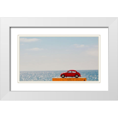 Red Car IV White Modern Wood Framed Art Print with Double Matting by Singleton, Ashley
