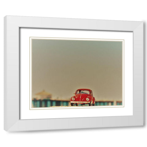 Red Car V White Modern Wood Framed Art Print with Double Matting by Singleton, Ashley