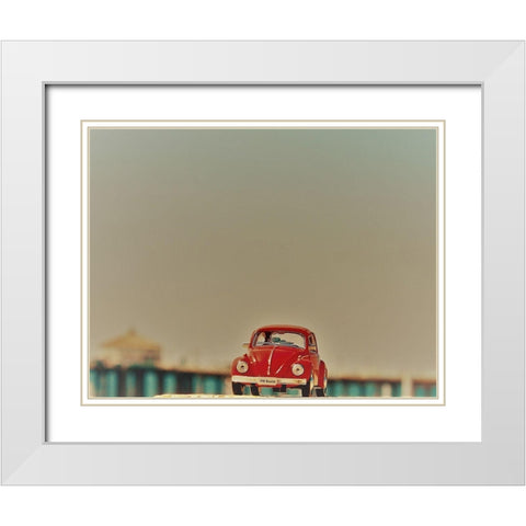 Red Car V White Modern Wood Framed Art Print with Double Matting by Singleton, Ashley