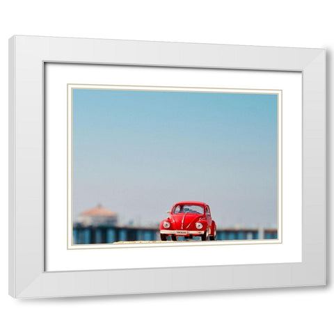 Red Car VI White Modern Wood Framed Art Print with Double Matting by Singleton, Ashley