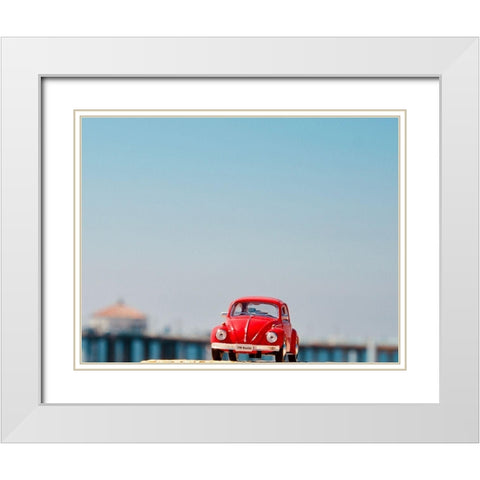 Red Car VI White Modern Wood Framed Art Print with Double Matting by Singleton, Ashley