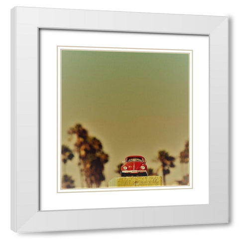 Red Car VII White Modern Wood Framed Art Print with Double Matting by Singleton, Ashley