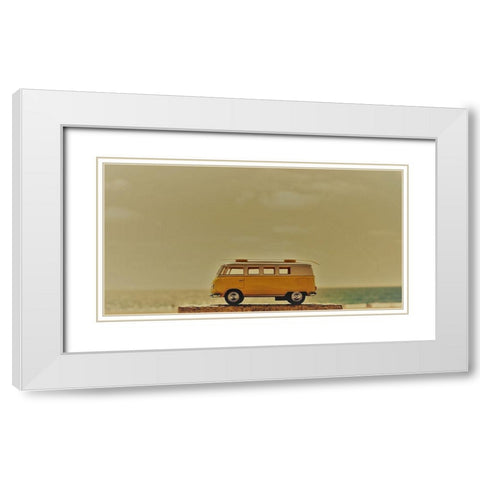 Yellow Bus White Modern Wood Framed Art Print with Double Matting by Singleton, Ashley