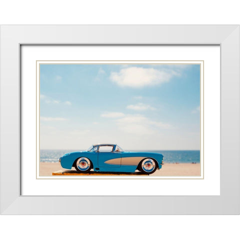 Blue Car White Modern Wood Framed Art Print with Double Matting by Singleton, Ashley