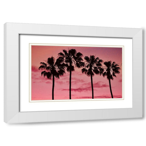 Pink Palms White Modern Wood Framed Art Print with Double Matting by Singleton, Ashley