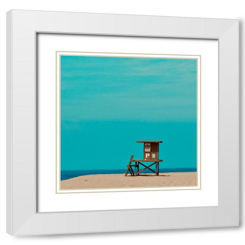 No Lifeguard on Duty White Modern Wood Framed Art Print with Double Matting by Singleton, Ashley