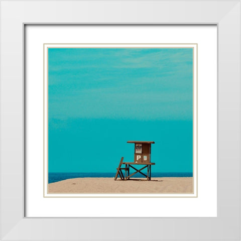 No Lifeguard on Duty White Modern Wood Framed Art Print with Double Matting by Singleton, Ashley