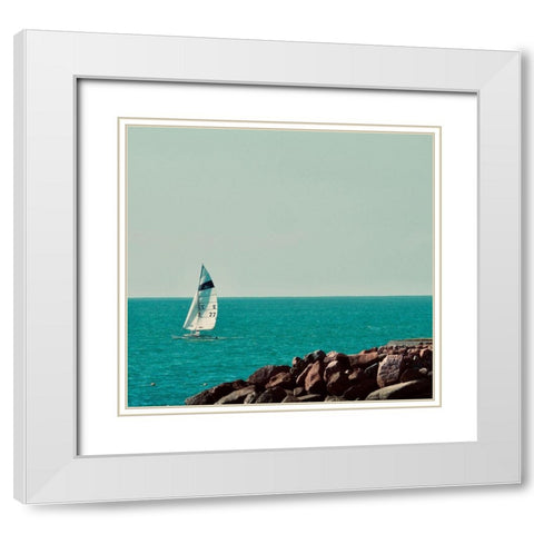 Sailboat White Modern Wood Framed Art Print with Double Matting by Singleton, Ashley