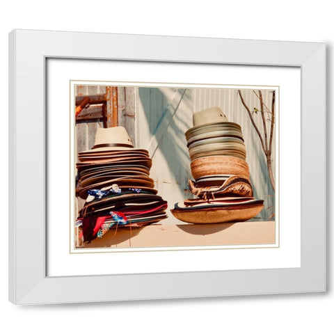 Hats White Modern Wood Framed Art Print with Double Matting by Singleton, Ashley