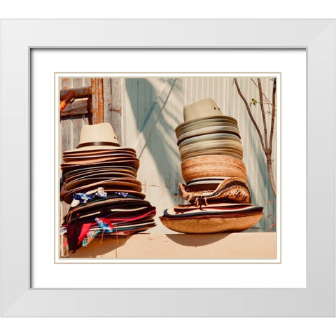 Hats White Modern Wood Framed Art Print with Double Matting by Singleton, Ashley
