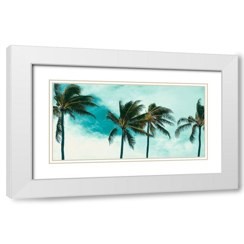 Blue Palms White Modern Wood Framed Art Print with Double Matting by Singleton, Ashley
