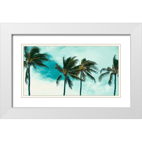 Blue Palms White Modern Wood Framed Art Print with Double Matting by Singleton, Ashley