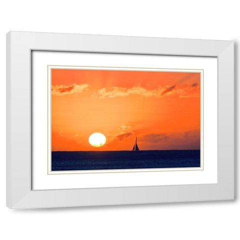 Sunset Sail White Modern Wood Framed Art Print with Double Matting by Singleton, Ashley
