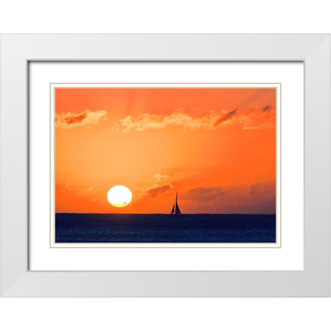 Sunset Sail White Modern Wood Framed Art Print with Double Matting by Singleton, Ashley