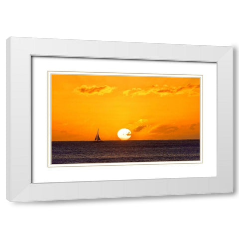 Sunset Sail II White Modern Wood Framed Art Print with Double Matting by Singleton, Ashley