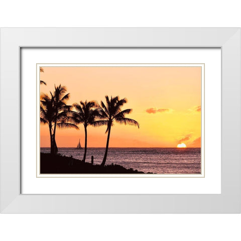 Palms at Sunset IV White Modern Wood Framed Art Print with Double Matting by Singleton, Ashley