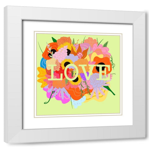 Love Floral White Modern Wood Framed Art Print with Double Matting by Singleton, Ashley