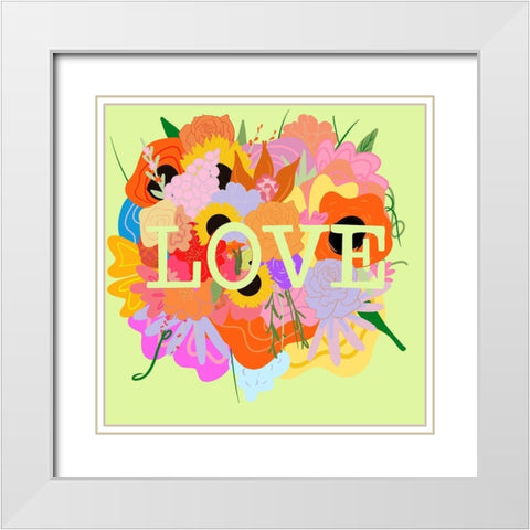 Love Floral White Modern Wood Framed Art Print with Double Matting by Singleton, Ashley