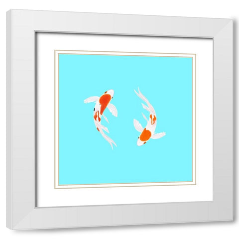 Koi Fish White Modern Wood Framed Art Print with Double Matting by Singleton, Ashley