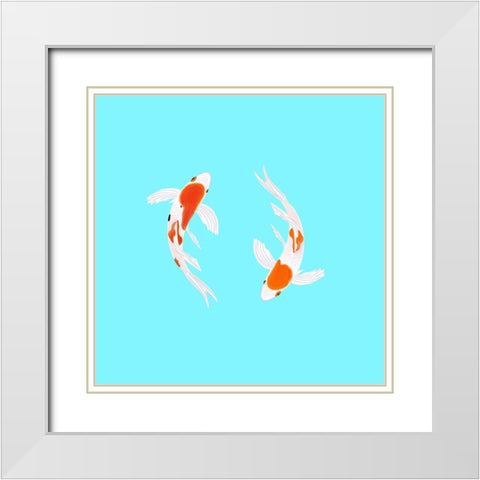 Koi Fish White Modern Wood Framed Art Print with Double Matting by Singleton, Ashley