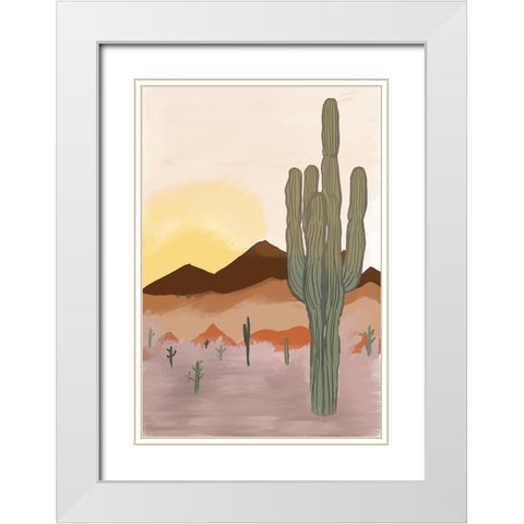Cactus White Modern Wood Framed Art Print with Double Matting by Singleton, Ashley