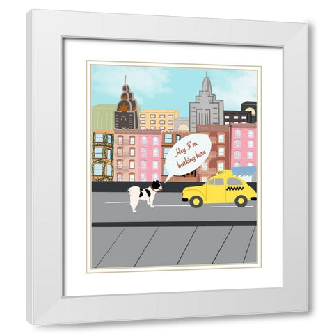 Barking Here White Modern Wood Framed Art Print with Double Matting by Singleton, Ashley