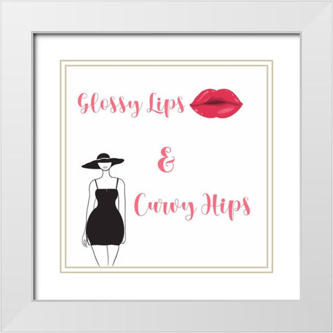 Glossy Lips White Modern Wood Framed Art Print with Double Matting by Singleton, Ashley