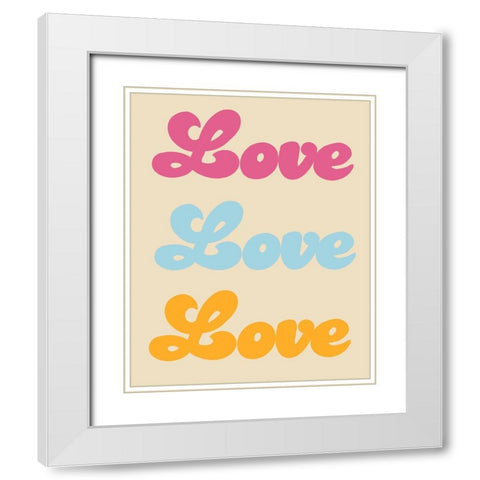 Love Love Love White Modern Wood Framed Art Print with Double Matting by Singleton, Ashley