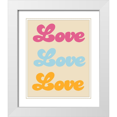 Love Love Love White Modern Wood Framed Art Print with Double Matting by Singleton, Ashley