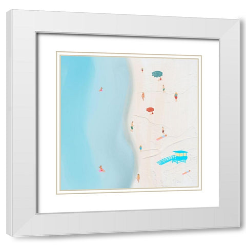 Arial Beach White Modern Wood Framed Art Print with Double Matting by Singleton, Ashley