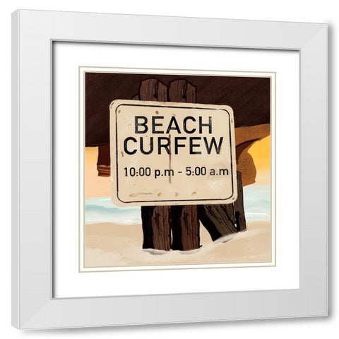 Beach Curfew White Modern Wood Framed Art Print with Double Matting by Singleton, Ashley
