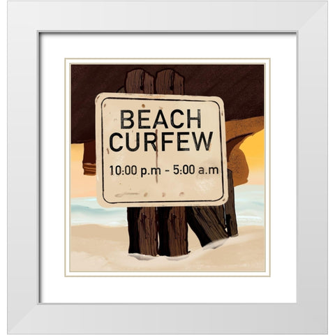 Beach Curfew White Modern Wood Framed Art Print with Double Matting by Singleton, Ashley