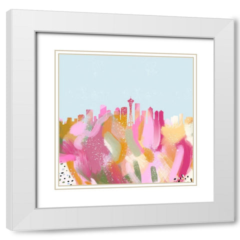 City Skyline V White Modern Wood Framed Art Print with Double Matting by Singleton, Ashley