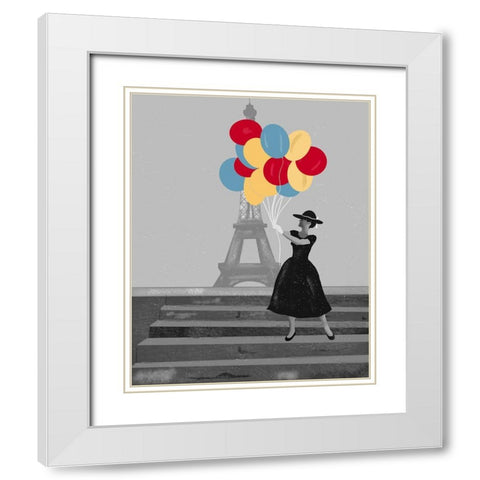 French Balloons White Modern Wood Framed Art Print with Double Matting by Singleton, Ashley