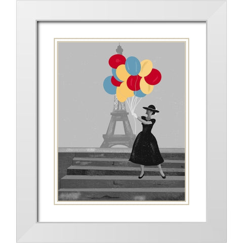 French Balloons White Modern Wood Framed Art Print with Double Matting by Singleton, Ashley