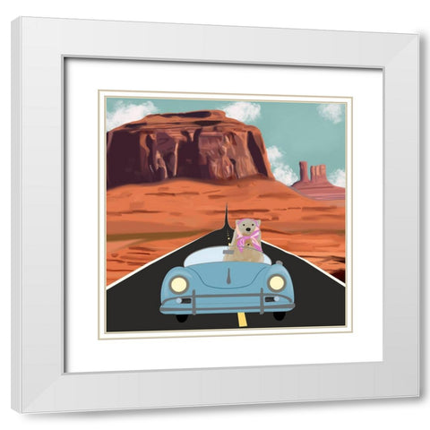 Beep Beep White Modern Wood Framed Art Print with Double Matting by Singleton, Ashley