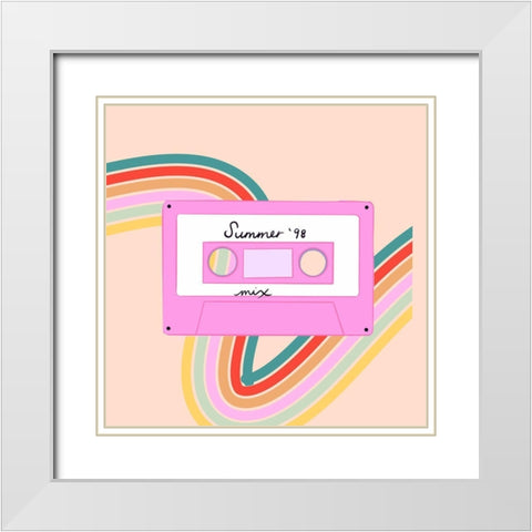 Mix Tape White Modern Wood Framed Art Print with Double Matting by Singleton, Ashley