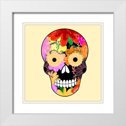 Flower Face White Modern Wood Framed Art Print with Double Matting by Singleton, Ashley