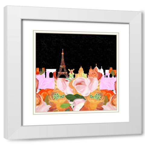 Paris Cityscape White Modern Wood Framed Art Print with Double Matting by Singleton, Ashley