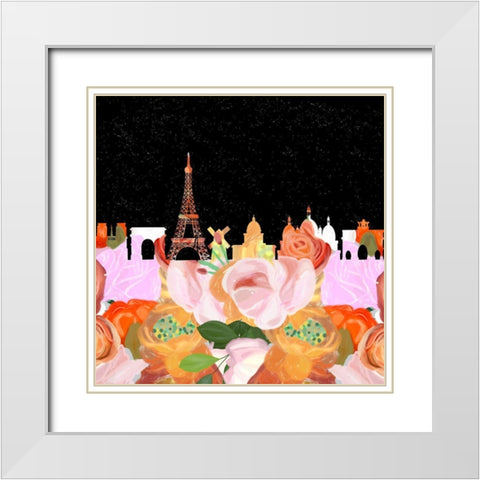 Paris Cityscape White Modern Wood Framed Art Print with Double Matting by Singleton, Ashley