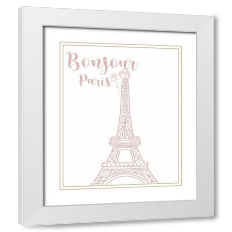 Bonjour White Modern Wood Framed Art Print with Double Matting by Singleton, Ashley