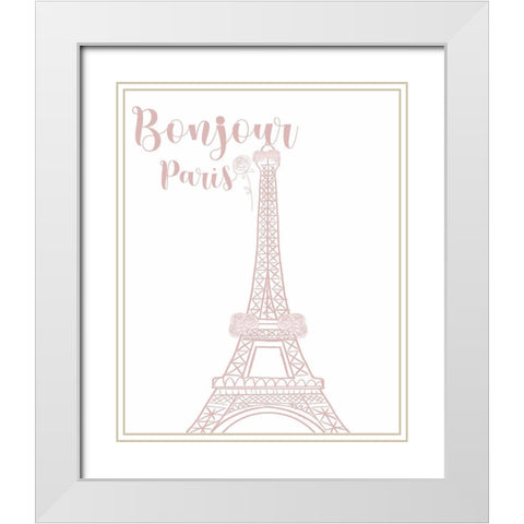 Bonjour White Modern Wood Framed Art Print with Double Matting by Singleton, Ashley