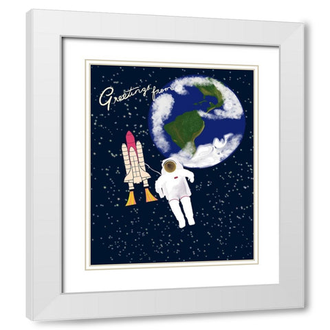 Greetings White Modern Wood Framed Art Print with Double Matting by Singleton, Ashley