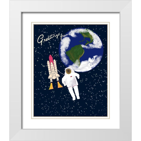 Greetings White Modern Wood Framed Art Print with Double Matting by Singleton, Ashley
