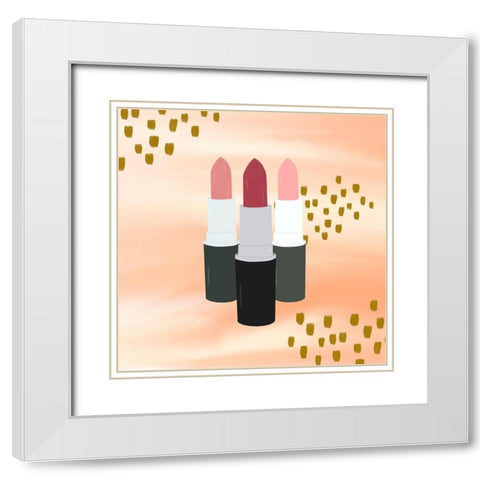 Lipstick White Modern Wood Framed Art Print with Double Matting by Singleton, Ashley