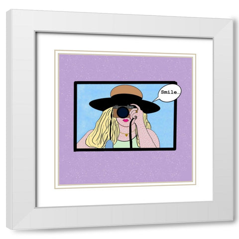Smile White Modern Wood Framed Art Print with Double Matting by Singleton, Ashley
