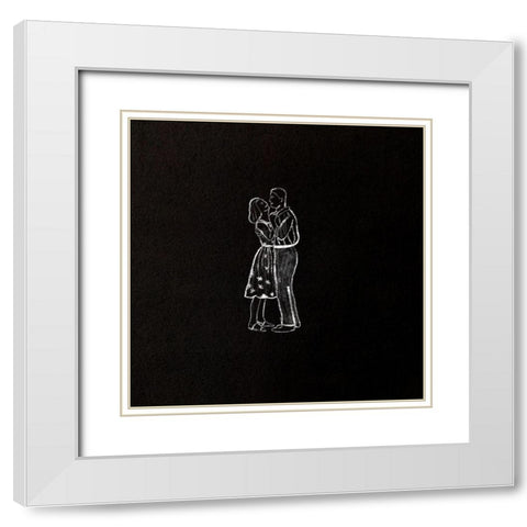Dancing Couple White Modern Wood Framed Art Print with Double Matting by Singleton, Ashley