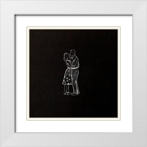 Dancing Couple White Modern Wood Framed Art Print with Double Matting by Singleton, Ashley