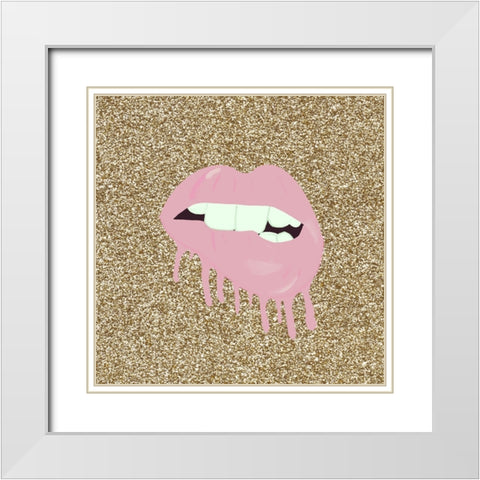 Lips White Modern Wood Framed Art Print with Double Matting by Singleton, Ashley