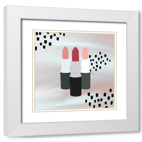 Lipstick White Modern Wood Framed Art Print with Double Matting by Singleton, Ashley